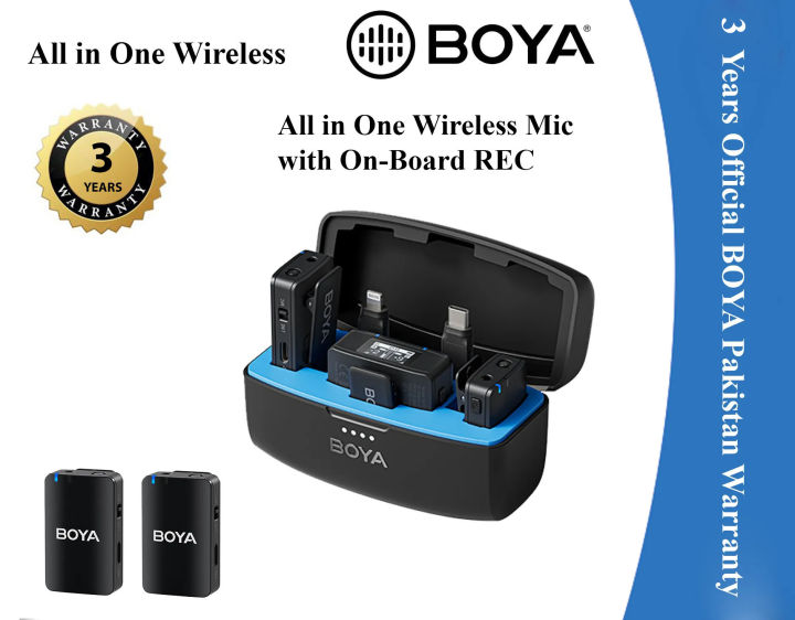 3 Years Warranty - BOYA MIC All-in-One Dual Wireless Mic with On-Board Recoding