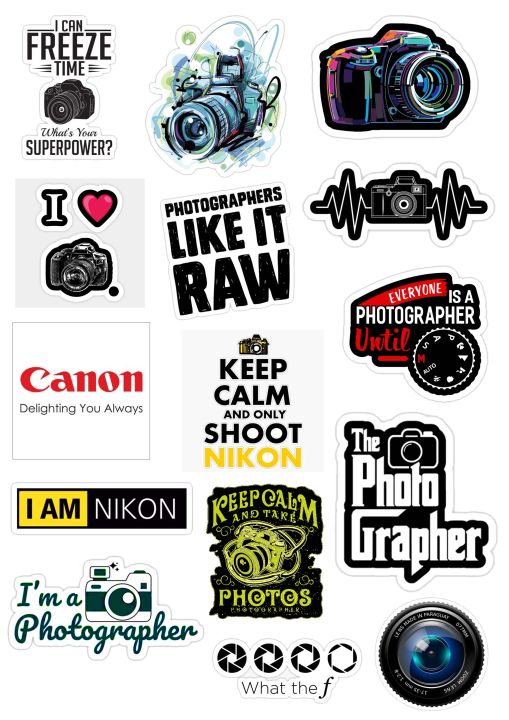 Photographers Mix Stickers Pack 15Pcs For Laptop Desk Notebooks Mobile Covers Stickers