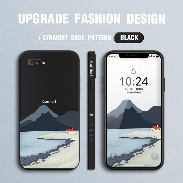 Jizetin for Realme C2 Case Mount Fuji Design Side Design Phone Case Square Edge Pattern Liquid Silicone Cases Full Cover Camera Shockproof Protective Case