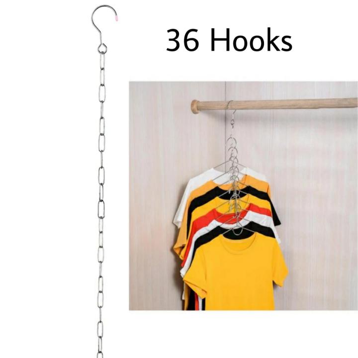 1 Piece Stainless Steel 36 Hooks Clothes Market Shop Display Hanging Chain Hooks With 36 Hanging Hole Wardrobe Clothes Chain Household Tools