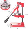 Vilobos Heavy Duty Manual Citrus Juicer Stainless Steel Hand Press Juice Squeezer with Cast Iron Base and Handle Lemon Orange Juicing Presser (Red). 
