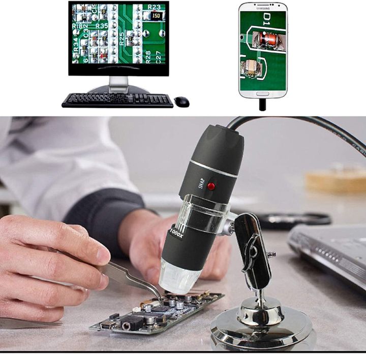 USB Digital Microscope approximately Magnification Camera with Carrying Case & Metal Stand, Compatible for Android Windows 7 8 10 11 Mac