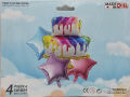 CAKE FOIL BALLOONS WITH STARS FOIL BALLOONS ( PACK OF 4 FOIL BALLOONS ). 