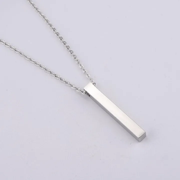 New Long Rectangle Pendant Necklace Stainlees Steel Chain Necklace For Men Women Jewelry