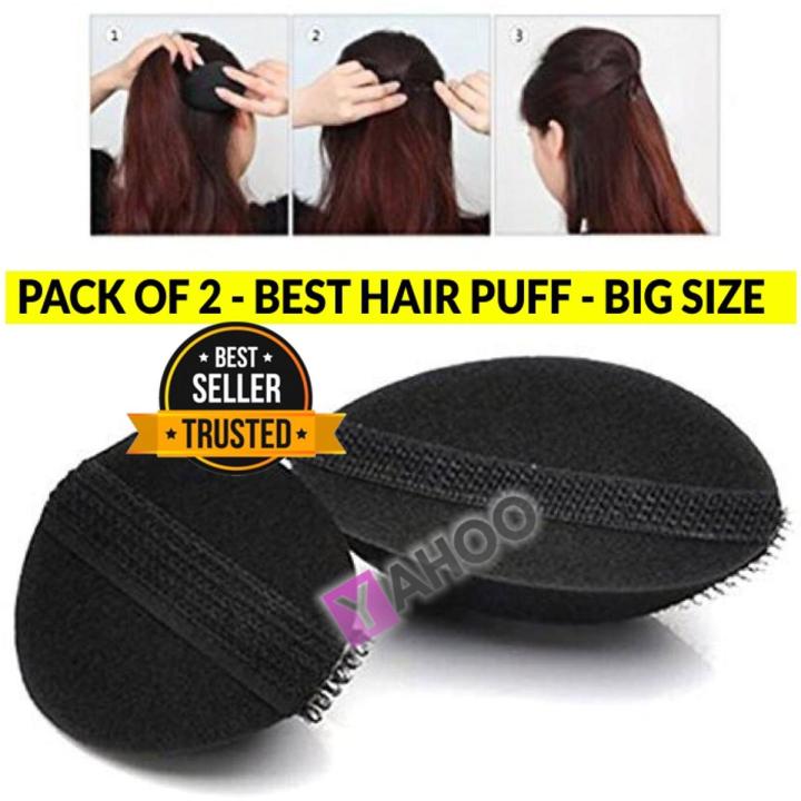 2 X Princess Hair Puff Volumizer Party Hairdos Extension Style Maker- Black Braid Pony Tail Maker Styling Tool - 2pcs Loop Tools Topsy topsy Clip Fashion Salon Comb Stick Bun
