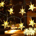 Led Star Fairy lights Battery Operated 1 String 20 Stars Each Star Size 1 Inches Warm White. 