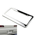1PCS Chrome Stainless Steel Metal License Plate Frame Tag Cover With Screw Caps Queena. 