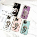 TA for Infinix Note 30 5G 4G Back Cover Cute Doraemon Folding Bracket Luxury Plating Case Soft Silicone Square Phone Cases for Girls. 
