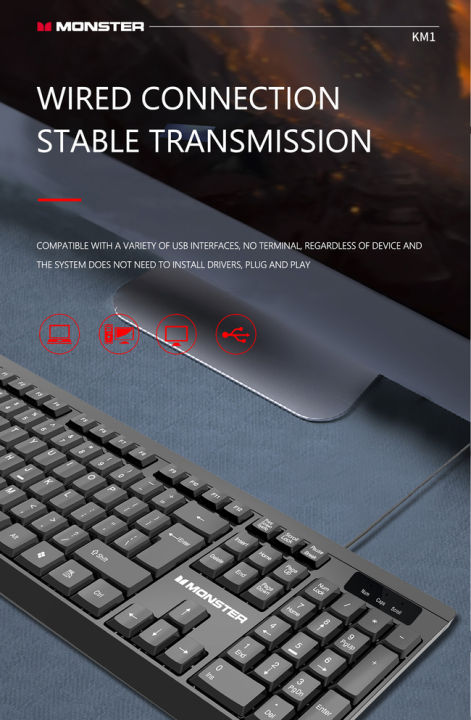 Monster Key Board Layout Monster Keyboard (Wired) for pc & laptop Keyboard | Silent Keycaps 100% ...