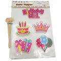 Birthday Girl Cake Toppers - Pack Of 5 Cake Toppers With Wodden Sticks | 1 pack 5 Pcs. 