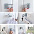 Folding Wall Door Mounted Adhesive 4 Holes Clothes Hanger Hook Storage Rack. 