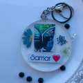 Resin Photo and name Keychain- text can be edit  - light weight- long lasting material- 3.5 inches size round. 
