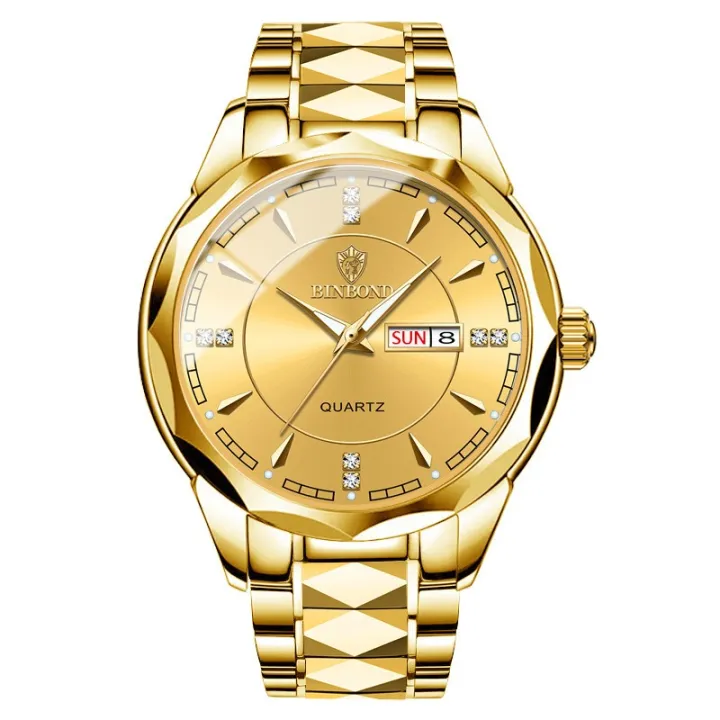 Stainless%20Steel%20Waterproof%20Watch%20Men's%20Gold%20Luminous%20Dual%20Calendar%20Korean%20Version%20Quartz%20Wrist%20Watch%20-%20Image%204