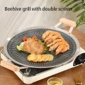 Korean BBQ Grill Pan with Stainless Steel Non Stick Material 3 Layer Composite Structure Sturdy Heatproof Fast Heating Round BBQ Griddle Pan. 