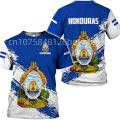 New Honduras Flag T- Shirt 3D Men And Women's Street Comfortable Sports Custom Name Round Neck Short Sleeve Top. 