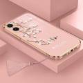 Casing For OPPO A76 4G A36 4G A96 4G Luxury Beautiful mapies with flower Camera Protection Phone Case Plating Edges Silicone Soft Cover With Free Lanyard. 