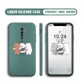 BILI for OPPO Reno 2 Back Cover Three Bare Bears and Cone Multicolor Liquid Silicone Phone Case Soft Square Lens Protection Phone Cases. 