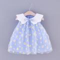 Summer Children's Wear Baby Girls' Beautiful Little Daisy Mesh Collar Solid Sleeveless Dress Beach Dress Party Dress. 
