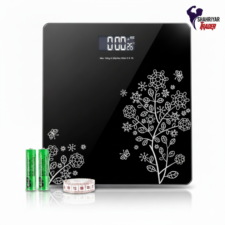 Tempered Glass Electronic Digital Body Weight Scale, Bathroom Scale 180 KG with LCD Display Weight Machine