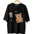 Black Bear Printed Cotton T-Shirt for Women - Casual, Comfortable Fit. 