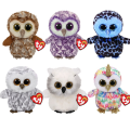 Ty Beanie Boos - Glittery Eyes Owls Collection 15cm Soft Cuddly Plush Toys For Kids. 