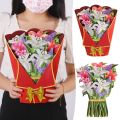 Bouquet Shape Greeting Card 3D Pop Up Greeting Cards Creative Invitation Card for Mothers Day Wife Lover Gifts Home Decoration. 