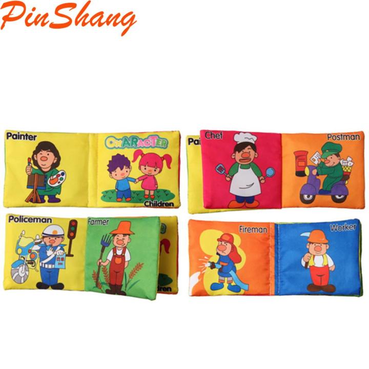PinShang High-contrast 3d Baby Cloth Book Folding Animal Digital Cognition English Early Education