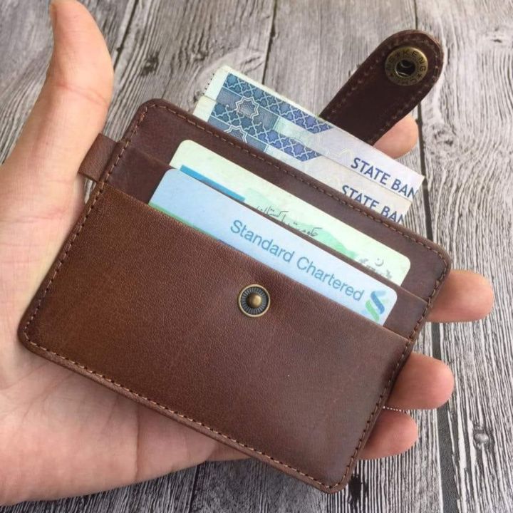 Thot Ra Men's Minimalist Leather Wallet - Genuine Leather Card Holder, 3 Compartments, Vintage Red - View #8