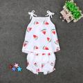 New Cute Little Fresh Girl Sling Butterfly Knot Watermelon Pattern + Shorts-2 Pieces Set Instagram Children'S Clothing Baby Girl Clothes Kids Fortnite Toddler Skirt Shorts Panties Dress Unicorn Mickey Minnie Kid Dresses Princess Robe Infantis. 