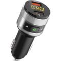 Bluetooth FM Transmitter, Wireless Radio Adapter for Car with QC 3.0 Fast Charging Port Hands Free Calling Car Charger and Music Player Kit Dual USB Ports Support USB Flash Drive, Silver. 