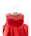 Red Silk Baby Girl Birthday Dress - First Birthday Party Gown. 