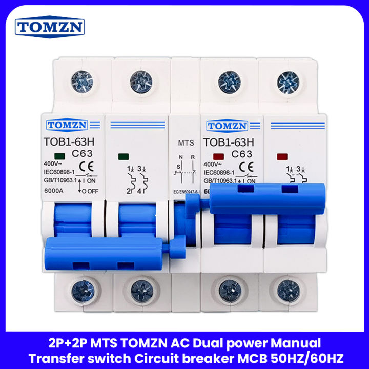 2P+2P MTS TOMZN AC Dual power Manual transfer switch Circuit breaker MCB 50HZ/60HZ