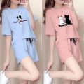 Pajamas ladies summer short-sleeved suit thin cotton loose casual home wear. 