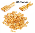 30 pcs Female Spade Terminal Connectors Gold Brass Car Speaker Wire Connector For Car/Boat Speaker Horn Nipples. 