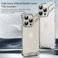 Shaped Metal Corner Pads Case for iPhone 15 Pro Max 14 13 12 Camera Lens Protector Bezel-Less Anti-drop Protective Cover. 