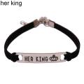 Fashion His Queen Her King Couple Bracelet Matching Bangles Lovers Jewelry Gift. 