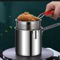 frying pot with strainer, oil filter pot, cooing pot Portable Cooking Pot with Strainer Basket French Fries Fryer 304 Stainless Steel for French Fries Chicken Fry. 