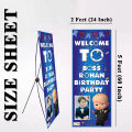 Birthday Party Welcome X Stand (Original Panda) With Customize Print Boss Baby Theme Size 2 Feet x 5 Feet. 