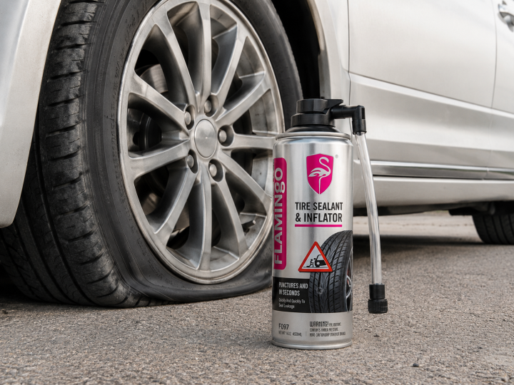 Flamingo Tire Sealant & Inflator Spray 450ML – Emergency Tyre Puncture ...