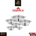 Sonex Original Stainless Steel Mega Wok/Karhai With Glass Lid – Heavy Gauge Double Bottom, Multiple Sizes Available (Premium Cookware). 