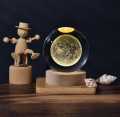 6cm 3D Crystal Ball Crystal Planet Night Light Laser Engraved Solar Globel. 