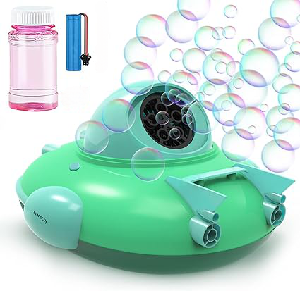 Bubble Machine, Portable Bubble Maker Toy for Kids Toddlers, Rechargeable Automatic Bubble Blower with 3 Bubble Solution