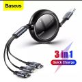 Baseus 3 in 1 Retractable USB Cable. 