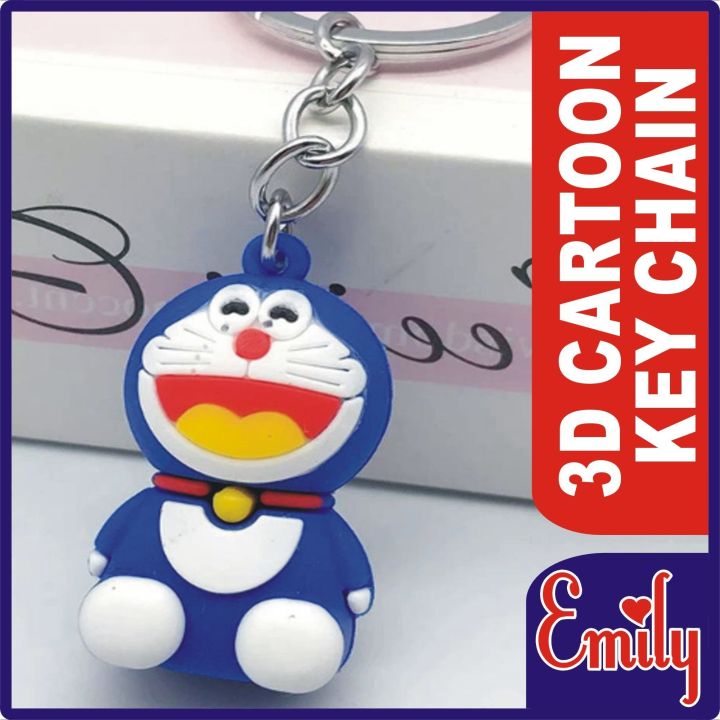 Emily Cartoon Character 3D Rubbers Keyring Emoji  Key ring For Bike Car Bicycle Cycle Kids Men Women Boys Girls Gift Hard Rubbers Design Key chain for Car Bike Home Keys for Men and Women