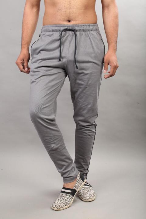 Grey Cotton Side Black Stripe Trouser For Men Streetwear