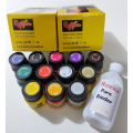 Rozita Fabric Color Set of 12 - 20ml with Free Binder 100ml | Good Quality | Best for Fabric Painting | Strong Pigments and Vibrant Colors. 