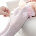 I LOVE DADDY&MUMMY-Summer Baby Girl Socks With Bow Cotton Mesh Breathable Kids Knee High Socks Children Toddler Cute Long White Pink Socks 0-3Y. 