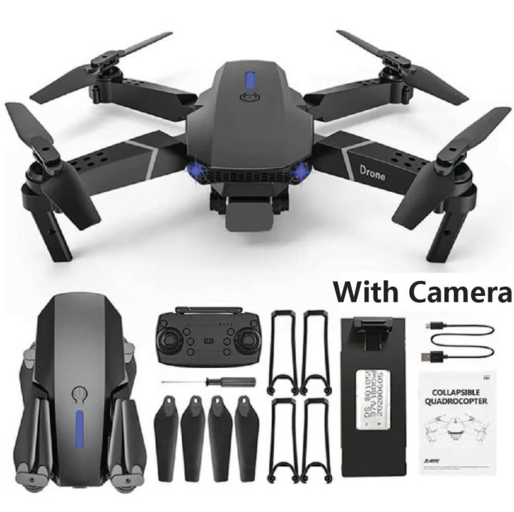 Remote Control Mini Drone LED lighting S8 Pro - GPS - Headless mode - With Camera - Black
