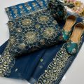 4Pcs Wedding dress For Women's Stuff organza Front Jaal Shirt,Kattan slik embroidery Trouser Along With Organza embroidery Dupatta. 