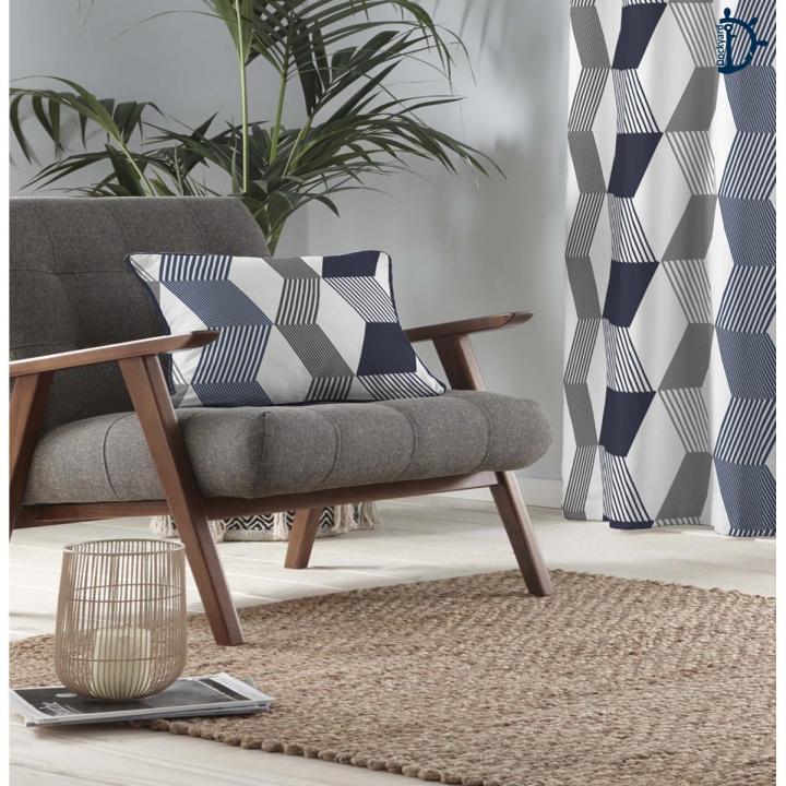 Dockyard Cushion Covers - Geo Wall Navy Blue Cushion Covers Set - Pack of 2